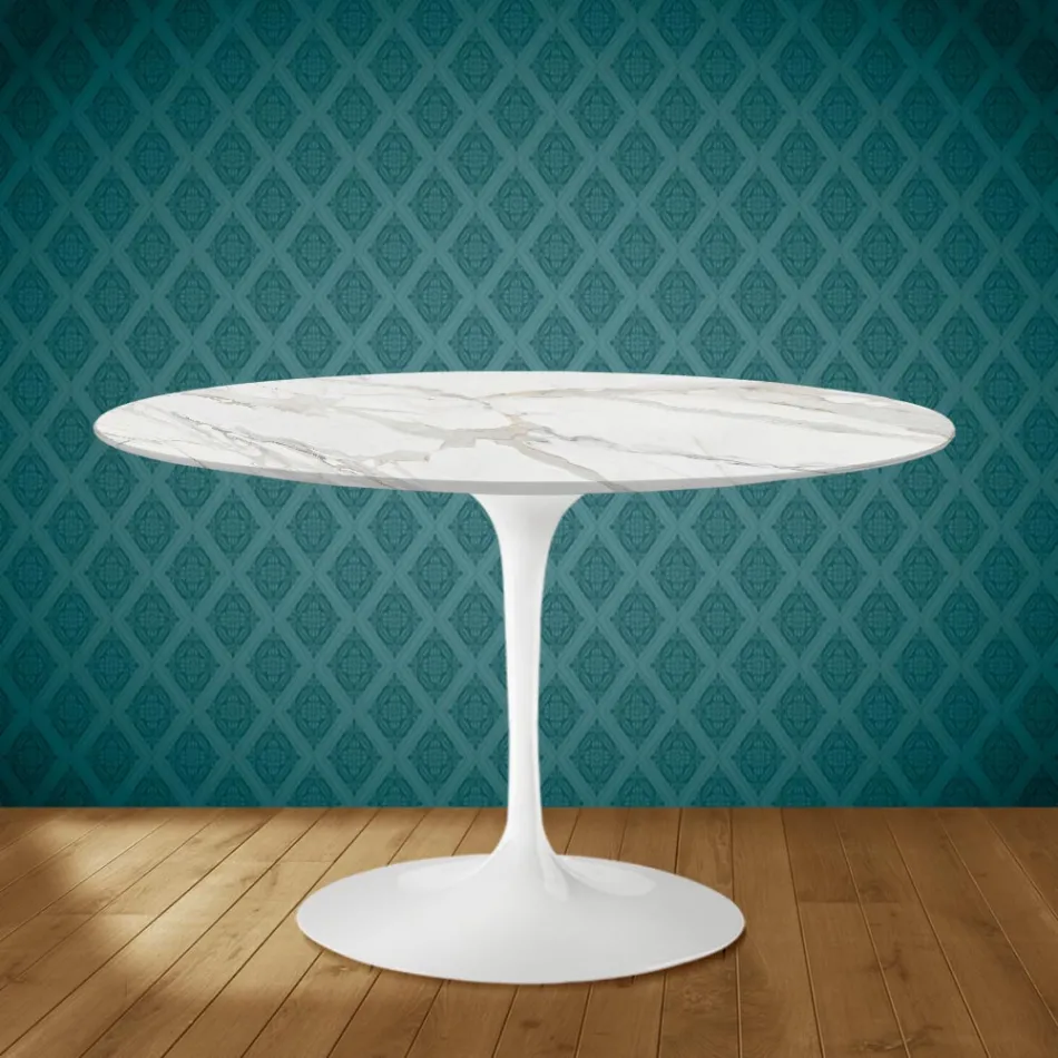 Tulip Table Eero Saarinen H 73 in Ceramic Morpheus Made in Italy - Scarlet Viadurini