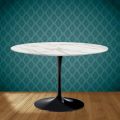 Tulip Table Eero Saarinen H 74 in Ceramic Morpheus Made in Italy - Scarlet