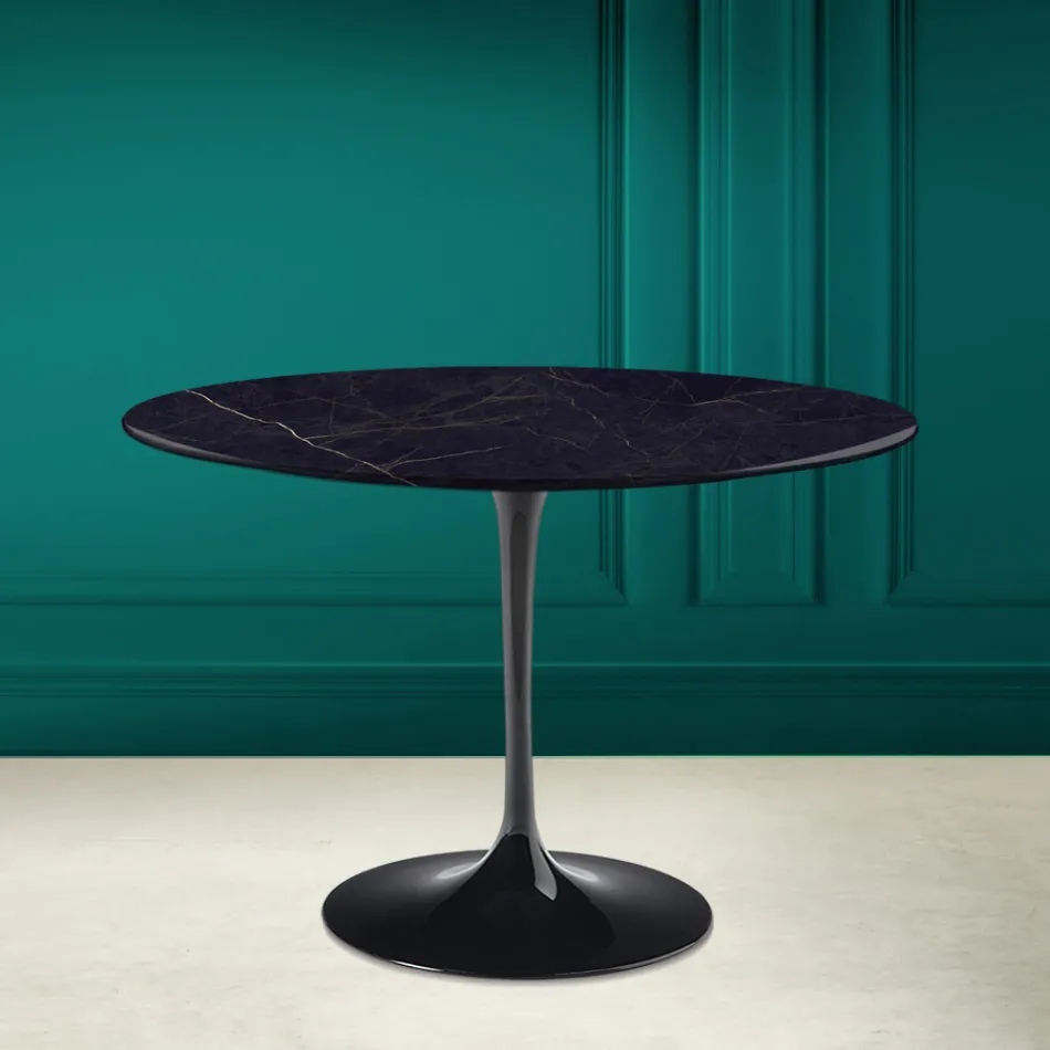 Tulip Table Eero Saarinen H 73 in Ceramic Noir Laurent Made in Italy - Scarlet Viadurini