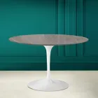 Tulip Table Eero Saarinen H 73 in Ceramic Pietra Grey Made in Italy - Scarlet Viadurini
