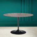 Tulip Eero Saarinen H 73 Table in Ceramic Stone Grey Made in Italy - Scarlet