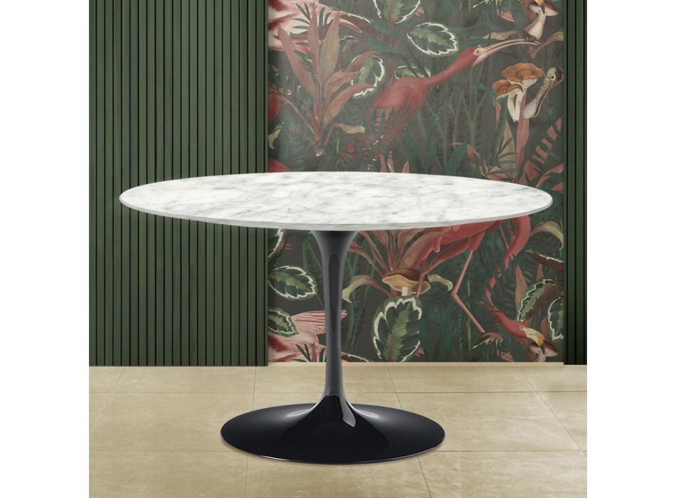 Eero Saarinen Tulip Table H 73 in Carrara Marble Made in Italy Viadurini