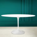 Tulip Eero Saarinen H 73 Oval Table in Absolute White Ceramic Made in Italy - Scarlet