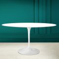 Tulip Table Eero Saarinen H 74 Oval in Absolute White Ceramic Made in Italy - Scarlet