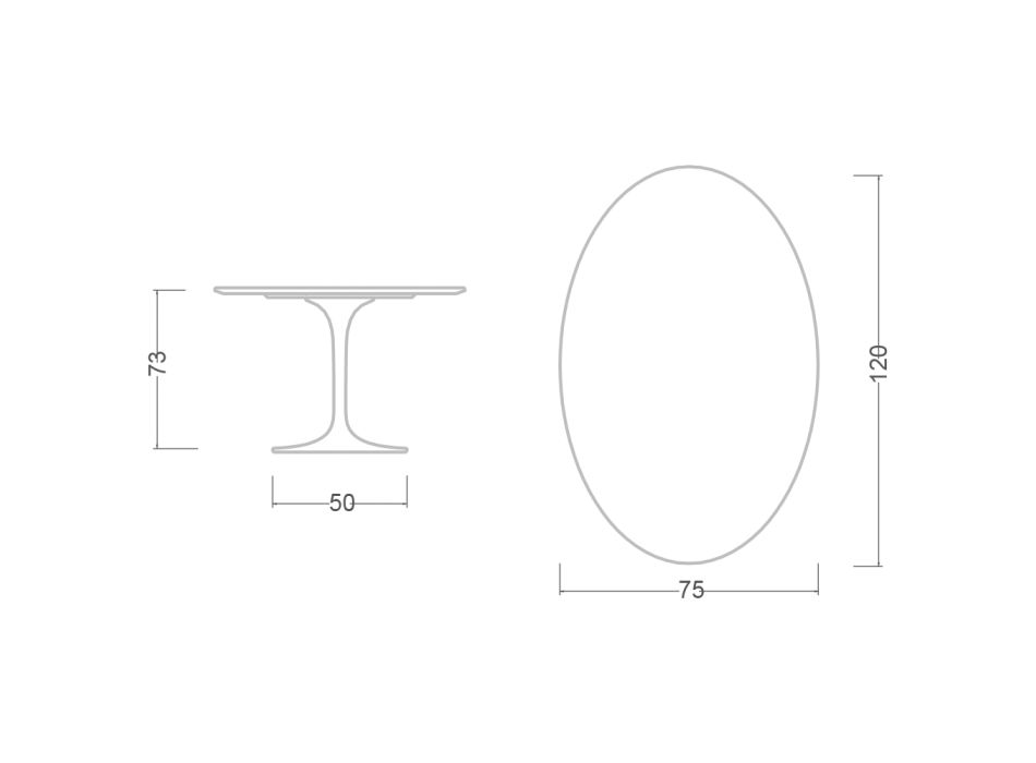 Tulip Table Eero Saarinen H 73 Oval in Absolute White Ceramic Made in Italy - Scarlet Viadurini