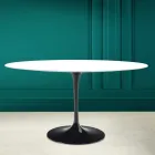 Tulip Table Eero Saarinen H 73 Oval in Absolute White Ceramic Made in Italy - Scarlet Viadurini