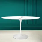 Tulip Table Eero Saarinen H 73 Oval in Calacatta Michelangelo Ceramic Viadurini