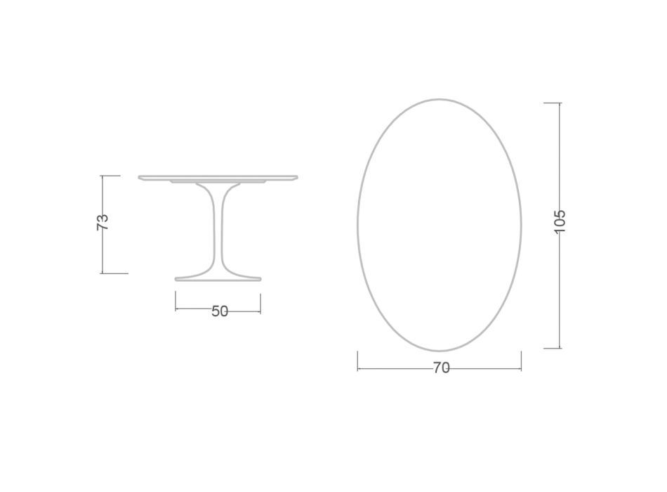Tulip Table Eero Saarinen H 73 Oval in Calacatta Michelangelo Ceramic Viadurini