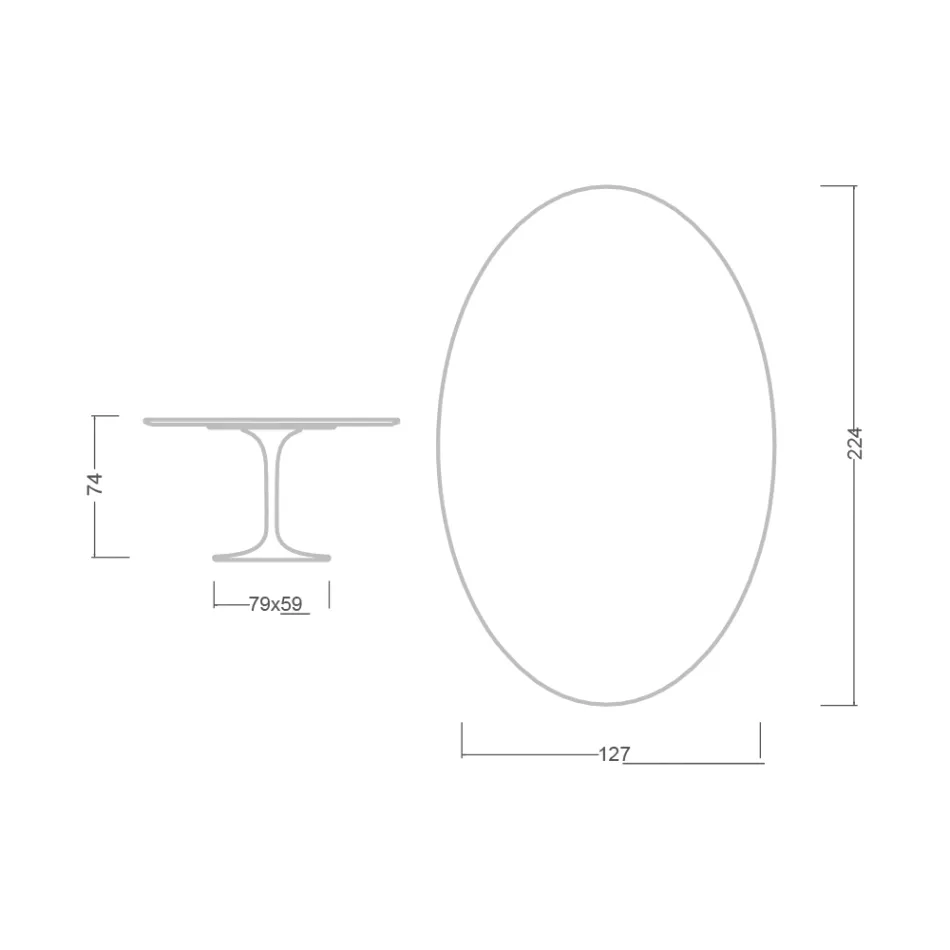 Tulip Table Eero Saarinen H 73 Oval in Ceramic Calacatta Michelangelo - Scarlet Viadurini