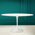 Tulip Table Eero Saarinen H 73 Oval in Ceramic Diamond Cream Made in Italy - Scarlet Viadurini