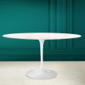 Tulip Eero Saarinen H 73 Oval Table in Ceramic Diamond Cream Made in Italy - Scarlet