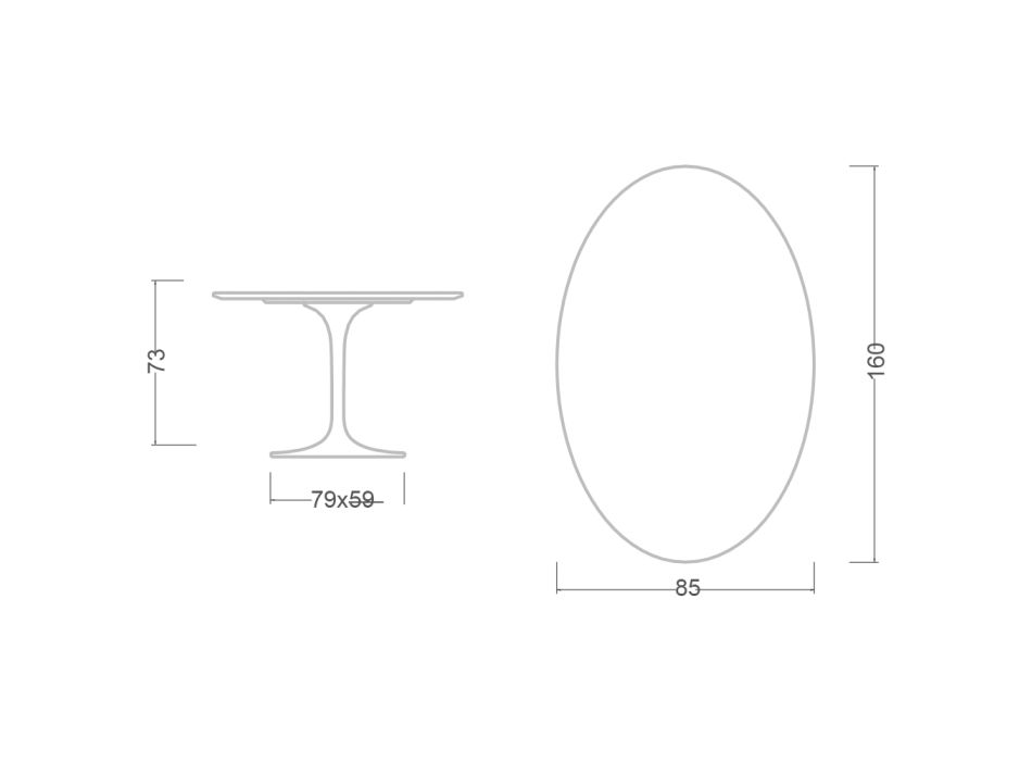 Tulip Table Eero Saarinen H 73 Oval in Entzo Ceramic Made in Italy - Scarlet Viadurini