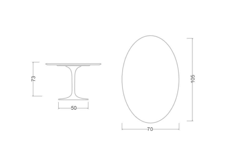 Tulip Table Eero Saarinen H 73 Oval in Kira Ceramic Made in Italy - Scarlet Viadurini