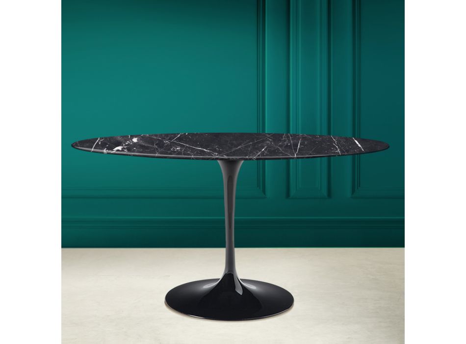 Tulip Table Eero Saarinen H 73 Oval in Marquinia Ceramic Made in Italy - Scarlet Viadurini