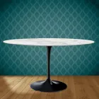 Tulip Table Eero Saarinen H 73 Oval in Ceramic Morpheus Made in Italy - Scarlet Viadurini