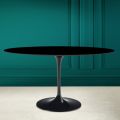 Tulip Eero Saarinen H 73 Oval Table in Absolute Black Ceramic Made in Italy - Scarlet