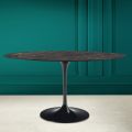 Tulip Eero Saarinen H 73 Oval Table in Noir Desire Ceramic Made in Italy - Scarlet