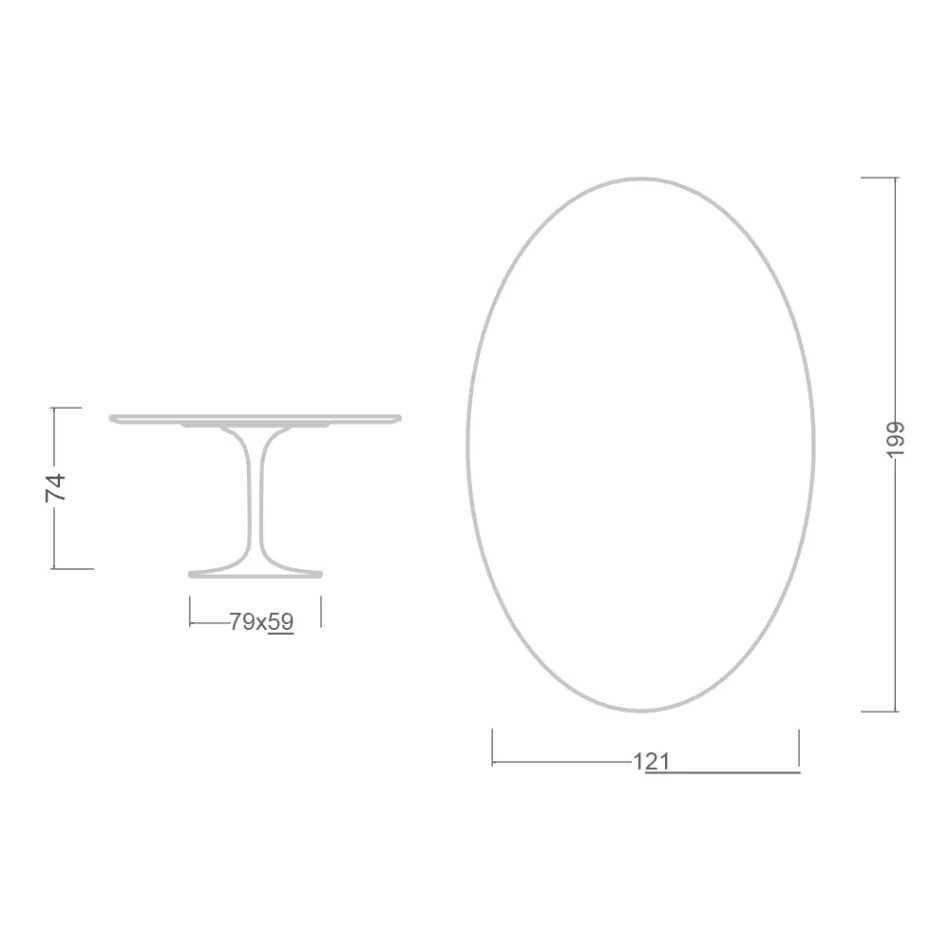 Tulip Table Eero Saarinen H 73 Oval in Ceramic Noir Laurent Made in Italy - Scarlet Viadurini