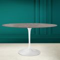 Tulip Eero Saarinen H 73 Oval Table in Ceramic Stone Grey Made in Italy - Scarlet