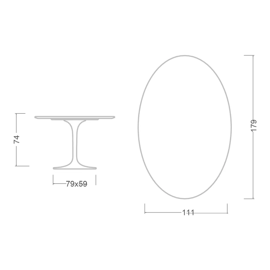 Tulip Table Eero Saarinen H 73 Oval in Ceramic Rem Made in Italy - Scarlet Viadurini