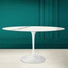 Tulip Table Eero Saarinen H 73 Oval in Full Vein Statuary Ceramic - Scarlet Viadurini