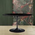 Tulip Eero Saarinen H 73 Oval Table in Black Marquinia Marble Made in Italy - Scarlet