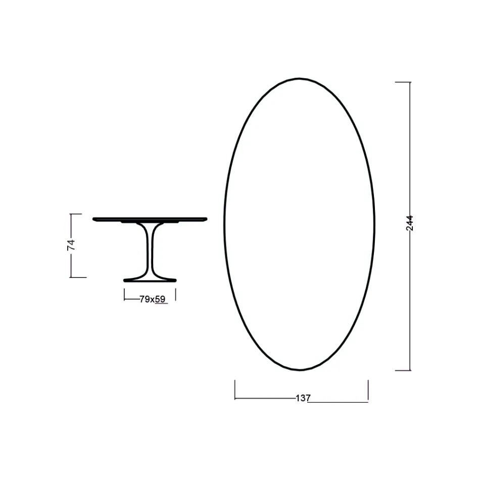 Tulip Table Eero Saarinen H 73 Oval in Natural Oak Made in Italy - Scarlet Viadurini