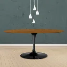 Eero Saarinen Tulip Table H 73 Oval in Light Walnut Stained Oak Made in Italy - Scarlet Viadurini