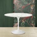Tulip Eero Saarinen H 73 Round Table with Carrara Marble Top Made in Italy - Scarlet