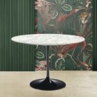 Eero Saarinen Round Tulip Table H 73 with Carrara Marble Top Made in Italy - Scarlet Viadurini
