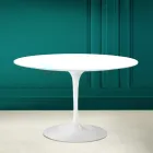 Tulip Table Eero Saarinen H 73 Round in Absolute White Made in Italy - Scarlet Viadurini