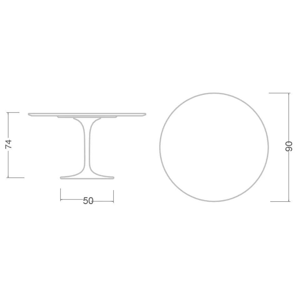Tulip Table Eero Saarinen H 73 Round in Absolute White Made in Italy - Scarlet Viadurini