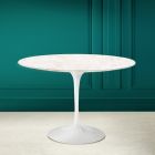 Tulip Table Eero Saarinen H 73 Round in Ceramic Diamond Cream Made in Italy - Scarlet Viadurini