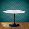 Tulip Table Eero Saarinen H 74 Round Ceramic Morpheus Made in Italy - Scarlet