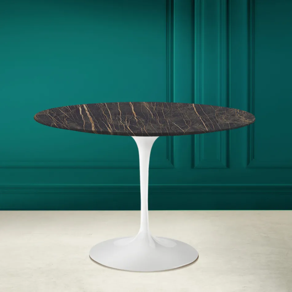 Tulip Table Eero Saarinen H 73 Round Ceramic Noir Desire Made in Italy - Scarlet Viadurini
