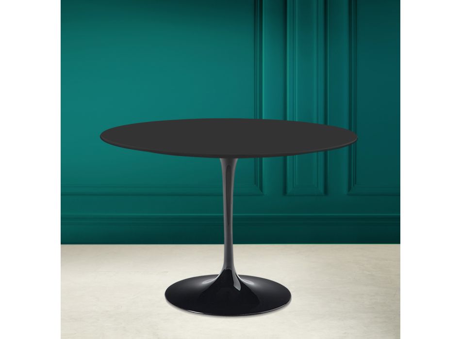 Tulip Table Eero Saarinen H 73 Round in Noir Soft Ceramic Made in Italy - Scarlet Viadurini