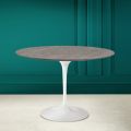 Tulip Eero Saarinen H 73 Round Table in Ceramic Stone Grey Made in Italy - Scarlet
