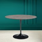 Tulip Table Eero Saarinen H 73 Round in Gray Stone Ceramic Made in Italy - Scarlet Viadurini