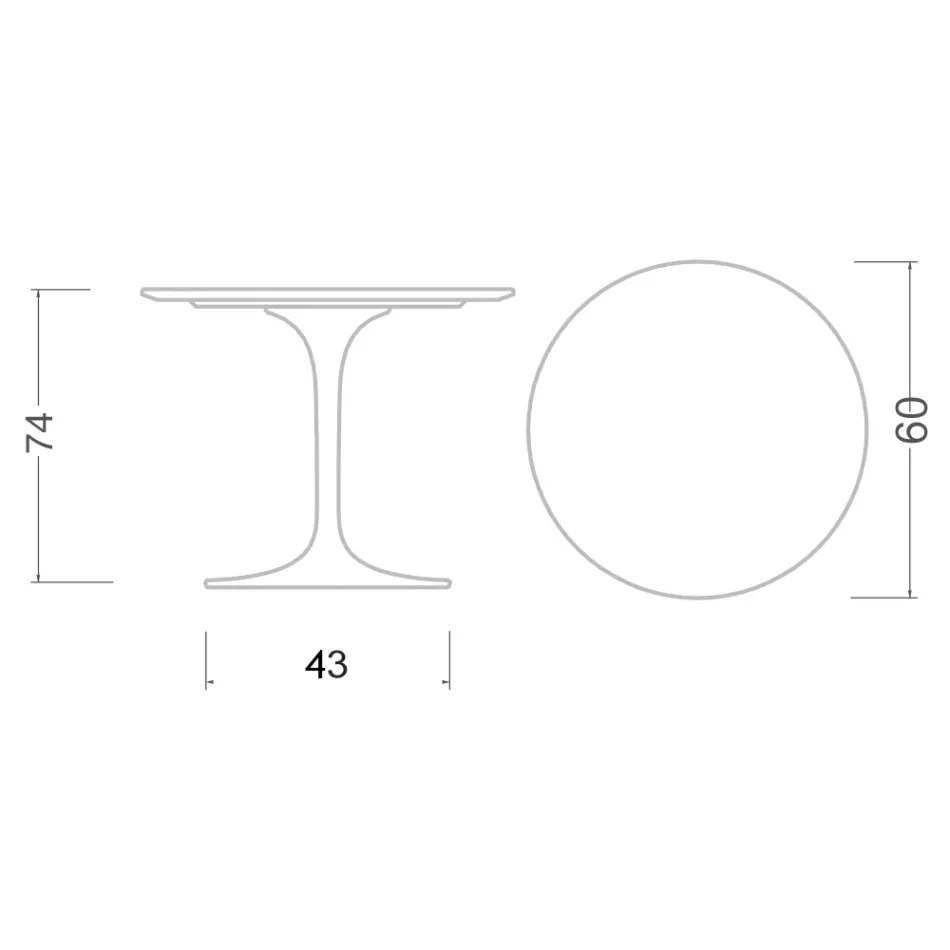 Tulip Table Eero Saarinen H 73 Round Ceramic Rem Made in Italy - Scarlet Viadurini