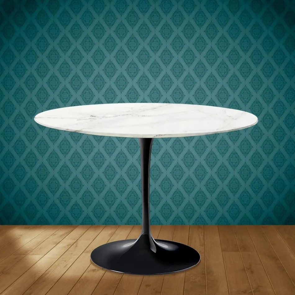Tulip Table Eero Saarinen H 73 Round Ceramic Rem Made in Italy - Scarlet Viadurini