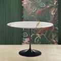 Tulip Eero Saarinen H 73 Round  Table in Gold Calacatta Marble Made in Italy - Scarlet