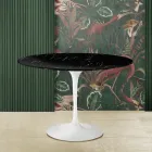Eero Saarinen Tulip Table H 73 Round in Black Marquinia Marble Made in Italy - Scarlet Viadurini