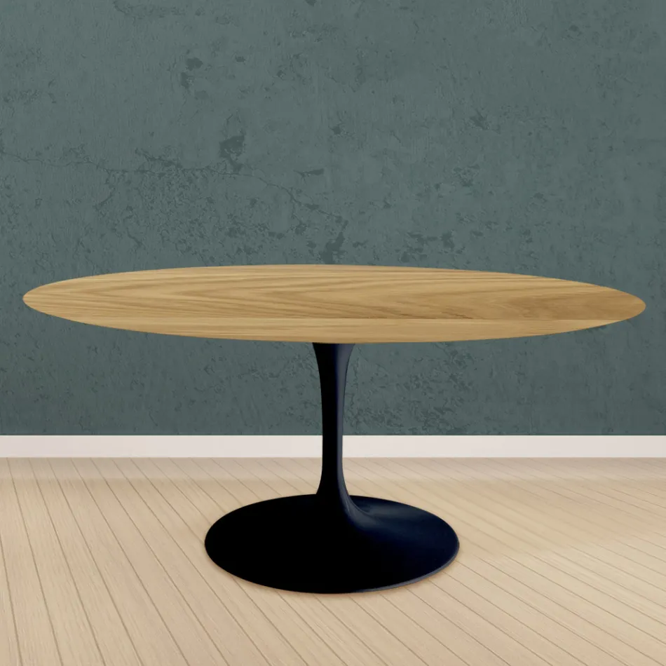 Tulip Table Eero Saarinen H 73 Round in Natural Oak Made in Italy - Scarlet Viadurini
