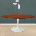 Tulip Table Eero Saarinen H 73 Round in Cherry Stained Oak Made in Italy - Scarlet Viadurini
