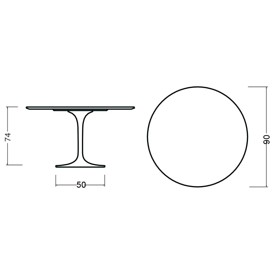 Tulip Table Eero Saarinen H 73 Round in Black Stained Oak Made in Italy - Scarlet Viadurini