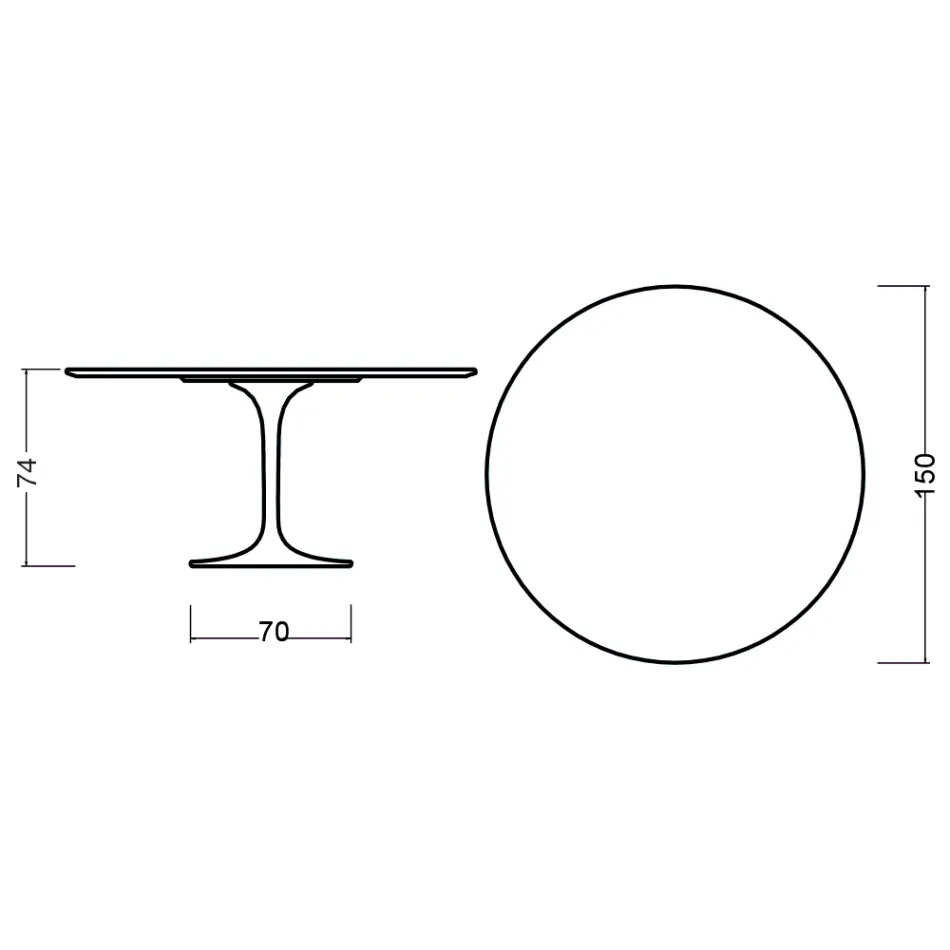 Tulip Table Eero Saarinen H 73 Round in Black Stained Oak Made in Italy - Scarlet Viadurini
