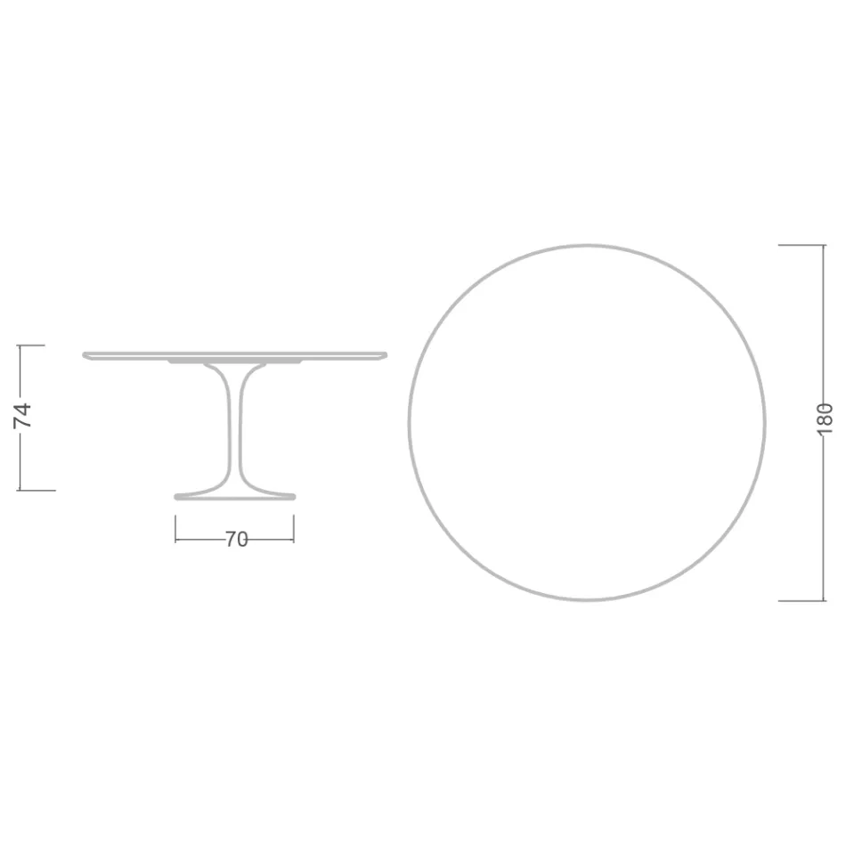 Eero Saarinen Tulip Table H 74 with White Liquid Laminate MDF Top - Scarlet Viadurini