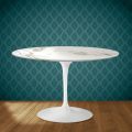 Eero Saarinen Tulip Table H 74 in Aura 22 Ceramic Made in Italy - Scarlet