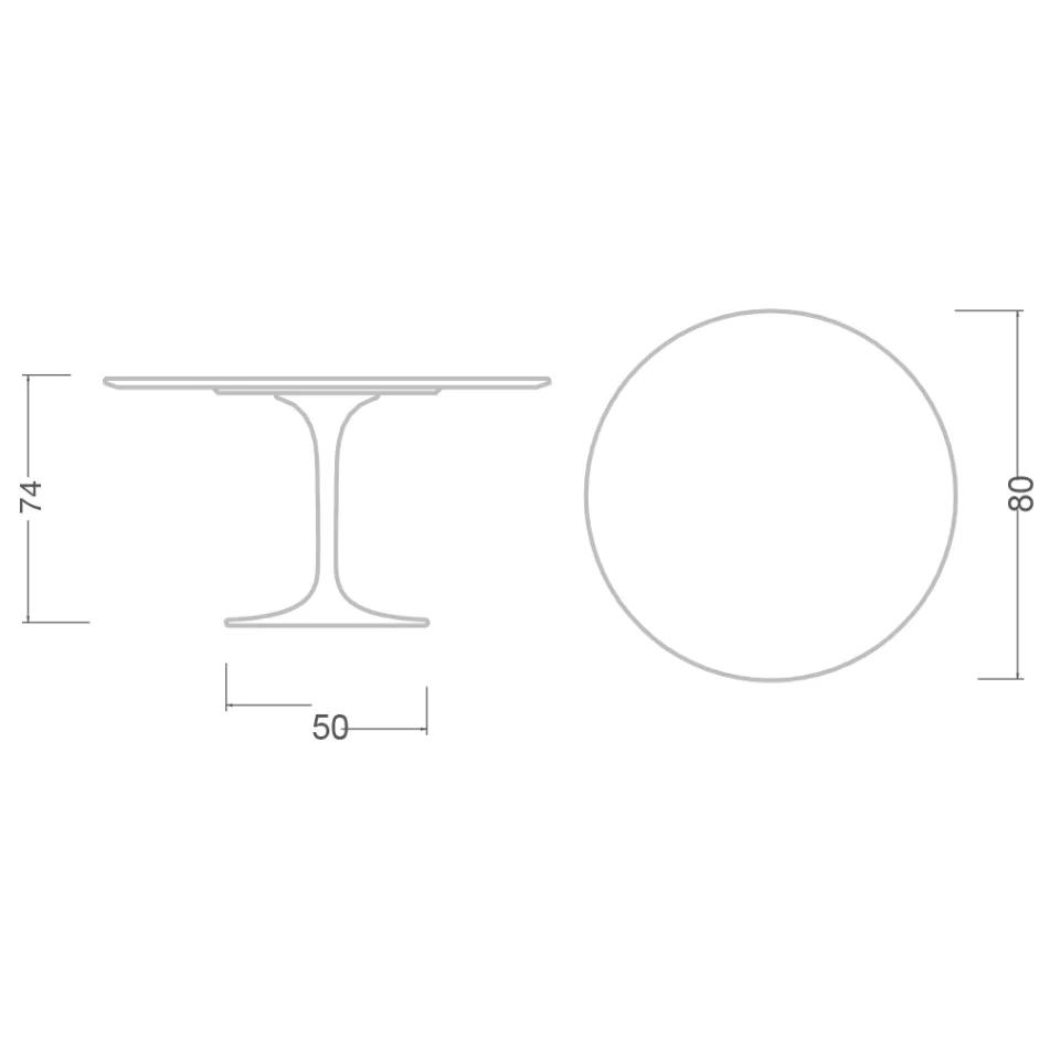 Eero Saarinen Tulip Table H 74 in Domoos Ceramic Made in Italy - Scarlet Viadurini