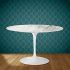 Eero Saarinen Tulip Table H 74 in Polished Ceramic Made in Italy - Scarlet Viadurini